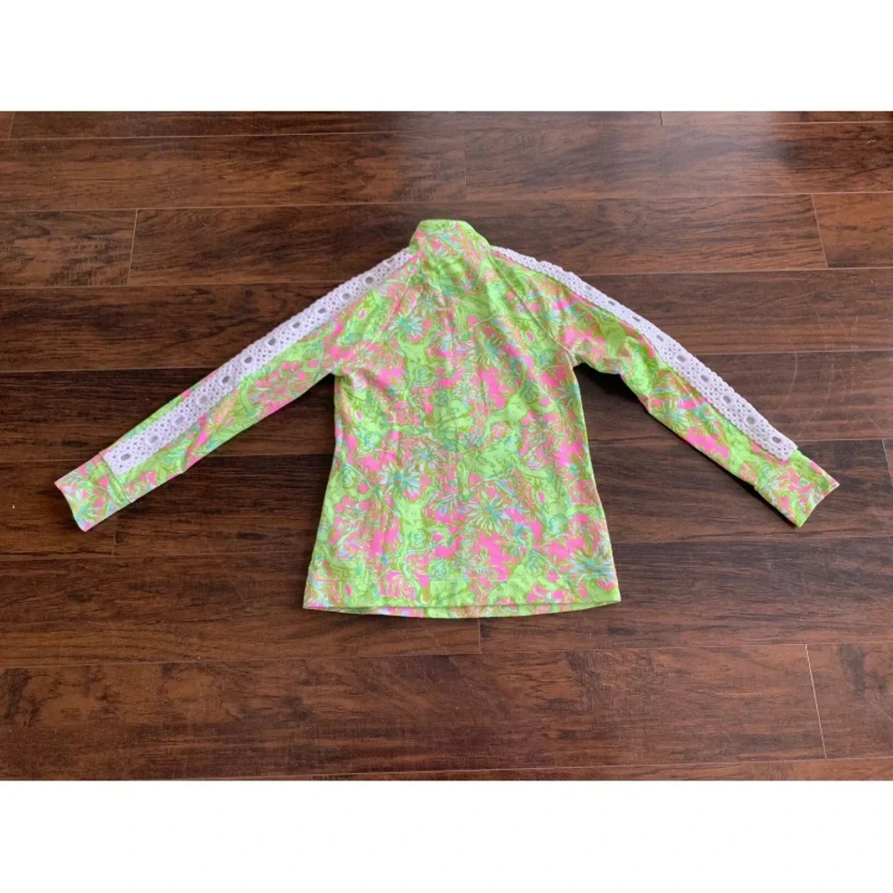 Lilly Pulitzer Skipper With Lace Pop Up Chimply Chic XS Green Monkey Popover - Picture 4 of 4